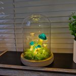 Moss Decorated Mushroom Lamps Handmade Clay Lamp in Green
