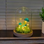 Moss Decorated Mushroom Lamps Handmade Clay Lamp in Green - Image 2