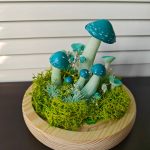 Moss Decorated Mushroom Lamps Handmade Clay Lamp in Green - Image 5