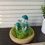 Moss Decorated Mushroom Lamps Handmade Clay Lamp in Green - Image 6