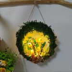 Mushroom and Moss Wreath Light Handmade Wreath with Light Up Wall decoration