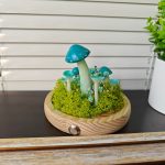 Moss Decorated Mushroom Lamps Handmade Clay Lamp in Green - Image 7