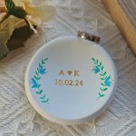 Personalized Floral Ring Dish Ring Holder with Date and Initials - Image 2
