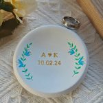 Personalized Floral Ring Dish Ring Holder with Date and Initials - Image 4