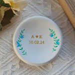 Personalized Floral Ring Dish Ring Holder with Date and Initials