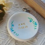 Personalized Floral Ring Dish Ring Holder with Date and Initials - Image 5
